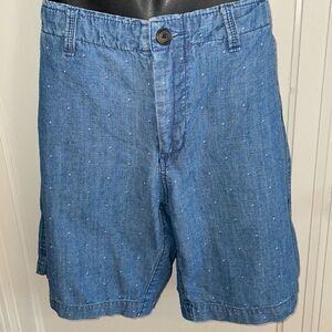 Aeropostale blue denim chambray flat front shorts with tiny sailboat print